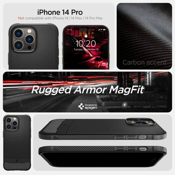 Etui Spigen Rugged Armor Mag Magsafe iPhone 14 Pro Matte Black