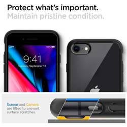 Etui Spigen iPhone SE 2022 2020 7 8 Ultra Hybrid Black Czarne Case Apple + Szkło SPIGEN Full Cover