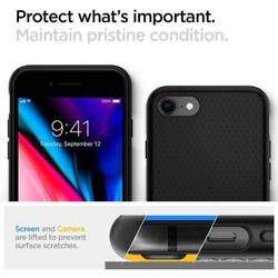 Etui Spigen iPhone Se 2022 2020 7 8 Liquid Air Etui Black Czarne Case + Szkło Spigen Full Cover