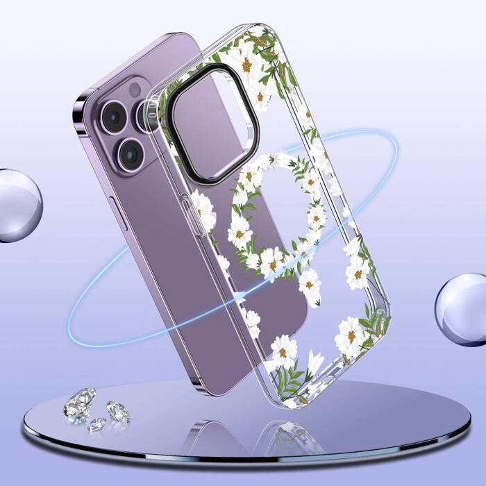 Etui Tech-protect Magmood Magsafe iPhone 14 Pro Max White Daisy Case