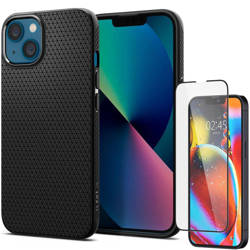 Etui iPhone 13 Spigen Liquid Air Matte Black Case + Szkło Hartowane Full Cover Spigen