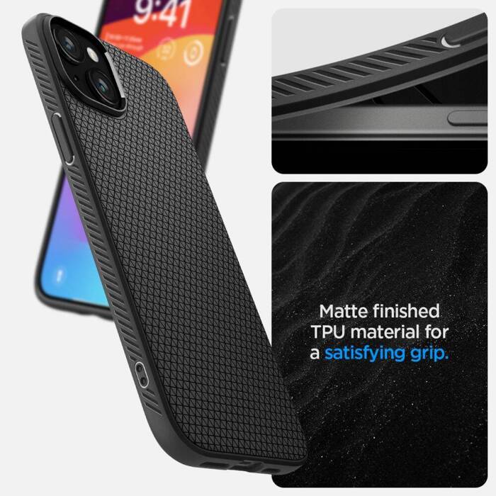 Etui iPhone 15 Spigen Liquid Air Matte Black Case