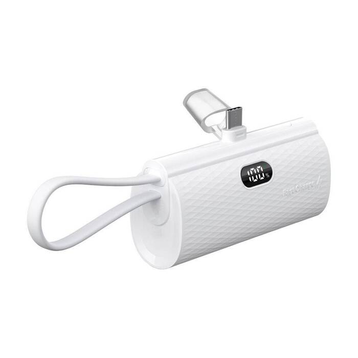 FORCELL F-ENERGY Power Plug F5K3 powerbank 5 000mAh z wbudowanym złączem Typ C PD 20W biały