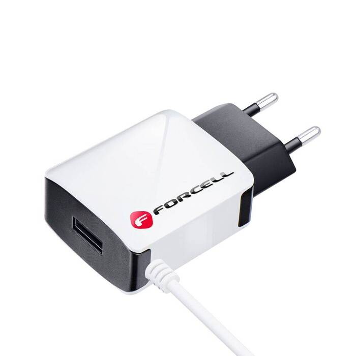 FORCELL Ładowarka Sieciowa Micro USB Uniwersalna 2A z kablem MicroUSB i portem USB