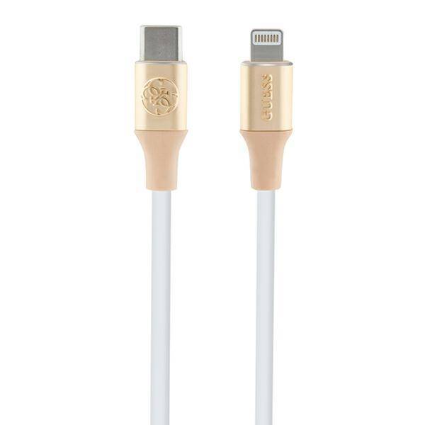 Guess GUCLLALRGDD kabel USB-C - Lightning 1.5m Fast Charging złoty/light gold Ebossed Logo