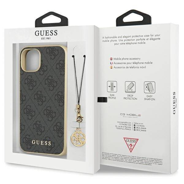 Guess GUHCP14SGF4GGR iPhone 14 6.1" szary/grey hardcase 4G Charms Collection