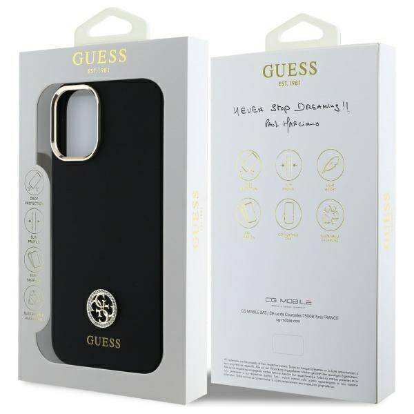 Guess GUHCP16SM4DGPK iPhone 16 6.1"       czarny/black hardcase Silicone Logo Strass 4G