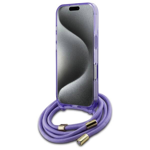 Guess GUHMP16LHCTSGNSU iPhone 16 Pro      6.3" fioletowy/purple hardcase Crossbody Cord Script MagSafe