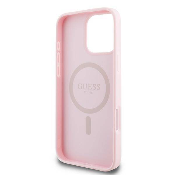 Guess GUHMP16LPGHSMMP iPhone 16 Pro 6.3" różowy/pink hardcase Grained Ring MagSafe