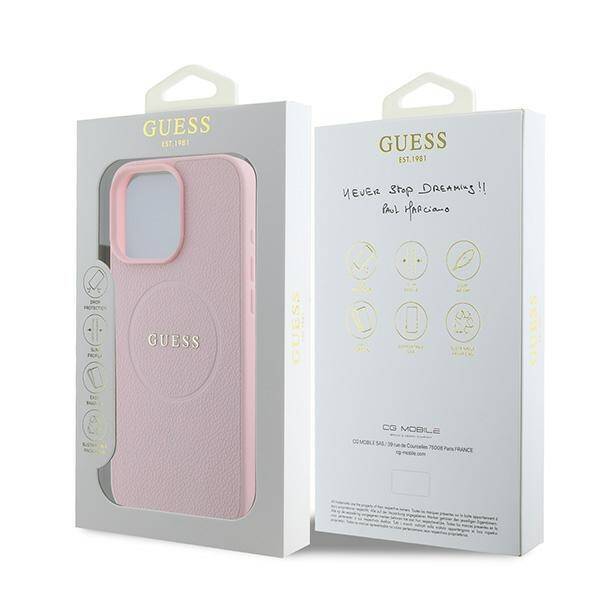 Guess GUHMP16LPGHSMMP iPhone 16 Pro 6.3" różowy/pink hardcase Grained Ring MagSafe