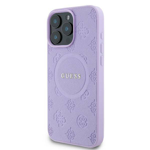 Guess GUHMP16LPSAPSMEU iPhone 16 Pro 6.3" fioletowy/purple hardcase Saffiano Peony Classic Logo MagSafe