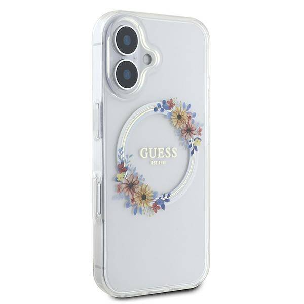 Guess GUHMP16MHFWFCT iPhone 16 Plus 6.7" przeźroczysty/transparent hardcase IML Flowers Wreath MagSafe