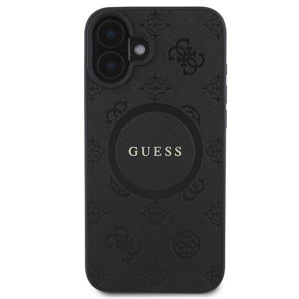 Guess GUHMP16SPSAPSMEK iPhone 16 6.1" czarny/black hardcase Saffiano Peony Classic Logo MagSafe