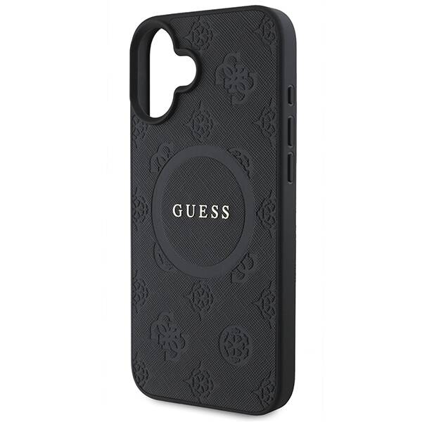 Guess GUHMP16SPSAPSMEK iPhone 16 6.1" czarny/black hardcase Saffiano Peony Classic Logo MagSafe