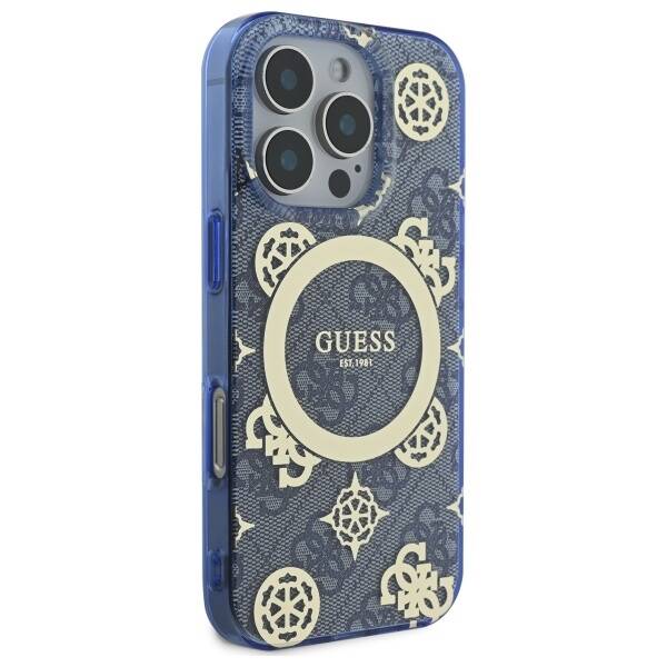 Guess GUHMP16XH4PYEEB iPhone 16 Pro Max   6.9" niebieski/blue hardcase IML Peony On 4G Background MagSafe