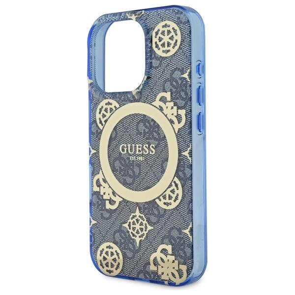 Guess GUHMP16XH4PYEEB iPhone 16 Pro Max   6.9" niebieski/blue hardcase IML Peony On 4G Background MagSafe