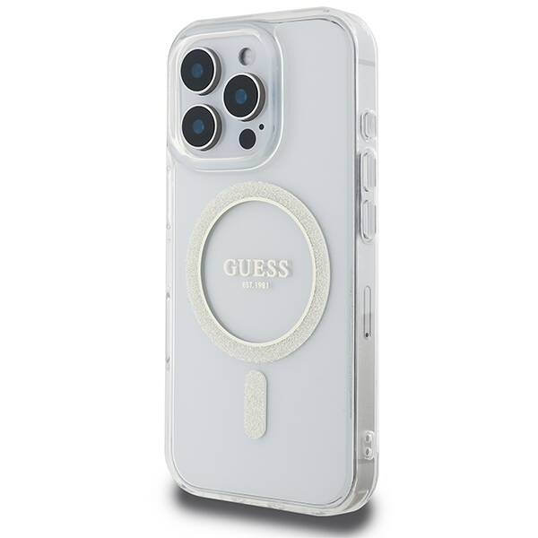 Guess GUHMP16XHFGERET iPhone 16 Pro Max 6.9" przeźroczysty/transparent hardcase IML Glitter Circle MagSafe