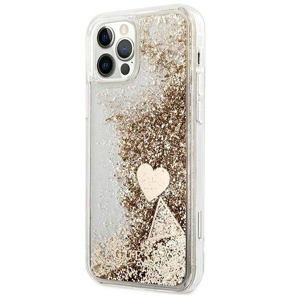 Guess GUOHCP12MGLHFLGO iPhone 12/12 Pro gold/złoty hardcase Glitter Charms