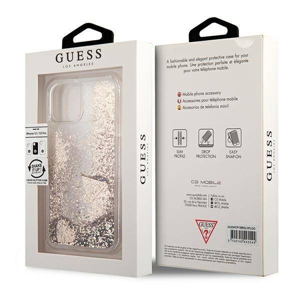 Guess GUOHCP12MGLHFLGO iPhone 12/12 Pro gold/złoty hardcase Glitter Charms