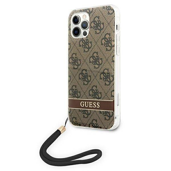 Guess GUOHCP12MH4STW iPhone 12/12 Pro brązowy/brown hardcase 4G Print Strap