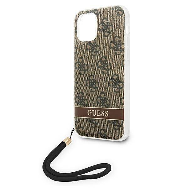 Guess GUOHCP12MH4STW iPhone 12/12 Pro brązowy/brown hardcase 4G Print Strap