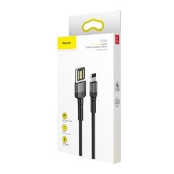 Kabel BASEUS Lightning USB dwustronny Cafule 1,5A 2m szaro-czarny