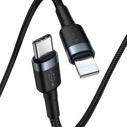 Kabel Baseus Cafule Lightning - USB-C 18W QC3.0 1m czarny-szary