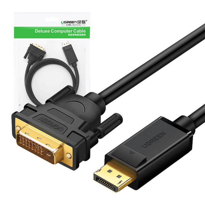 Kabel DisplayPort do DVI UGREEN DP103, FullHD, jednokierunkowy, 1,5m (czarny)