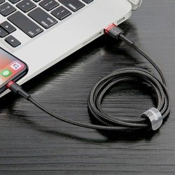 Kabel Lightning USB BASEUS Cafule 2,4A 1m czarno-czerwony