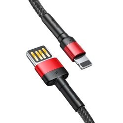 Kabel Lightning USB dwustronny BASEUS Cafule 2,4A 1m czarno-czerwony