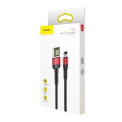 Kabel Lightning USB dwustronny BASEUS Cafule 2,4A 1m czarno-czerwony