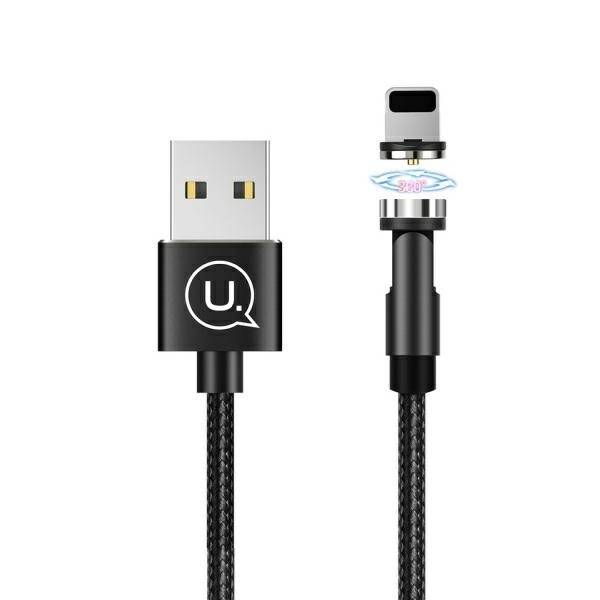 Kabel Magnetyczny Pleciony USAMS USB-A Apple Lightning U59 2.1A Fast Charge 1m Regulowany Kąt SJ472USB01 US-SJ472