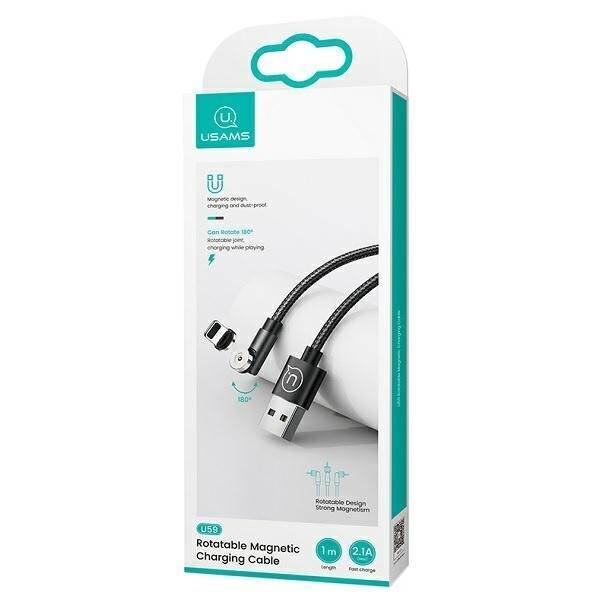 Kabel Magnetyczny Pleciony USAMS USB-A Apple Lightning U59 2.1A Fast Charge 1m Regulowany Kąt SJ472USB01 US-SJ472