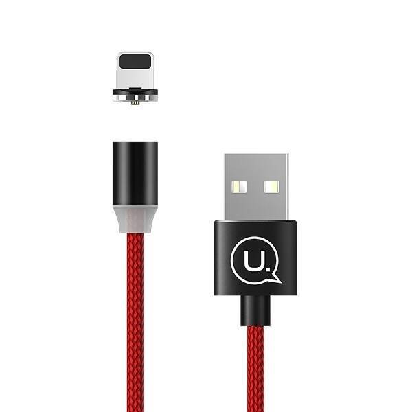 Kabel Pleciony Magnetyczny USAMS Lightning U-Sure 2.1A 1m Czerwony