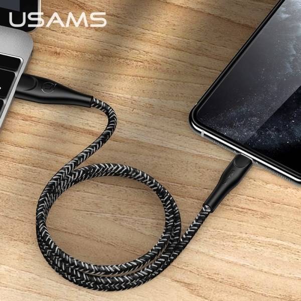 Kabel Pleciony USAMS Apple Lightning 1m 2A U41 SJ391USB01 US-SJ391 Czarny