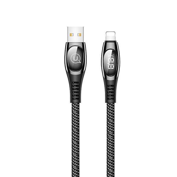 Kabel Pleciony USAMS Lightning 2A Fast Charging LED 1,2m Czarny