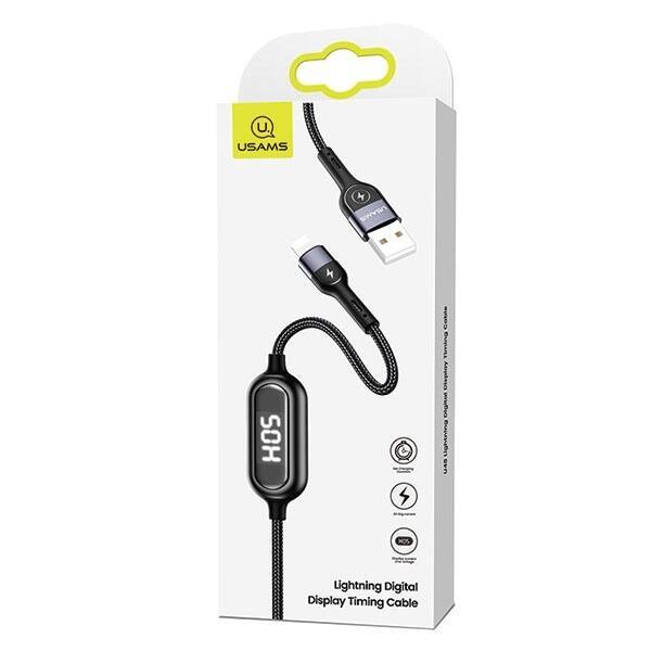 Kabel Pleciony USAMS Lightning 2A Fast Charging LED 1,2m Czarny