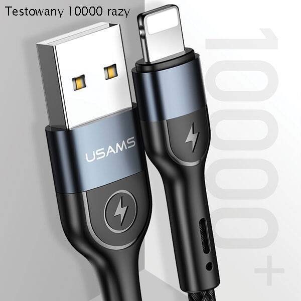 Kabel Pleciony USAMS Lightning 2A Fast Charging LED 1,2m Czarny