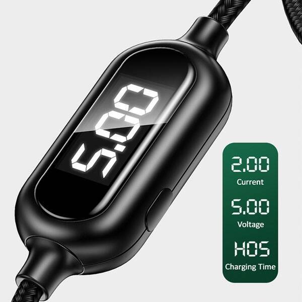 Kabel Pleciony USAMS Lightning 2A Fast Charging LED 1,2m Zielony Czarny