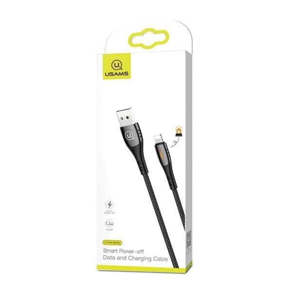 Kabel Pleciony USAMS Lightning U-Tone Power-off 2A Fast Charging 1.2m Czarny