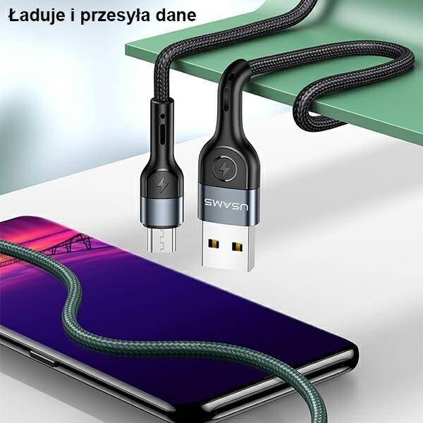 Kabel Pleciony USAMS Micro USB U55 2A 1m SJ450USB02 US-SJ450 Zielony