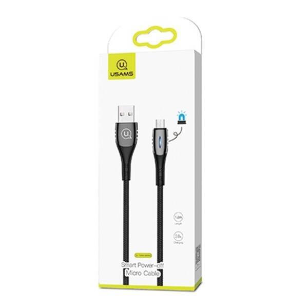 Kabel Pleciony USAMS MicroUSB U-Tone Power-off 2A Fast Charging 1.2m Czarny