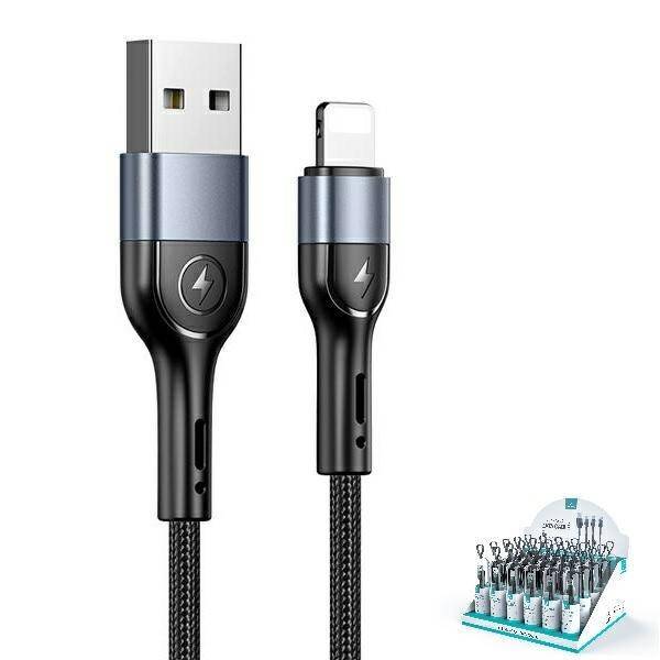 Kabel Pleciony USAMS USB Apple Lightning SJ448ZJ01 US-SJ448 U55 2A 1m Czarny