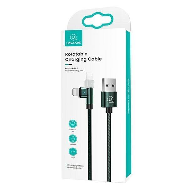 Kabel Pleciony USAMS USB Apple Lightning U60 Obrotowy 2A 1m Zielony