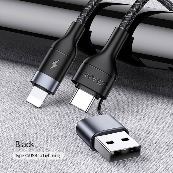 Kabel Pleciony USAMS USB-C USB Na Lightning 30W PD Fast Charge Czarny