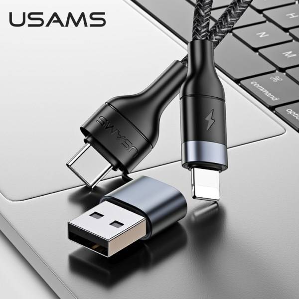 Kabel Pleciony USAMS USB-C USB Na Lightning 30W PD Fast Charge Czarny