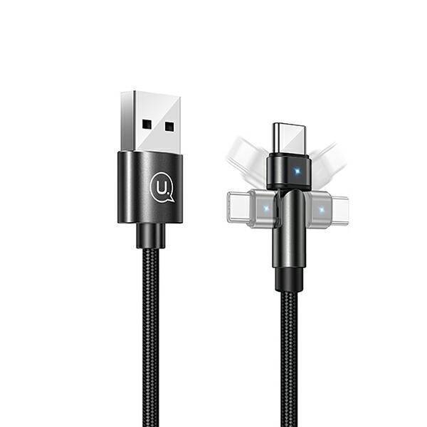 Kabel Pleciony USAMS USB USB-C U60 Obrotowy 2A 1m Czarny