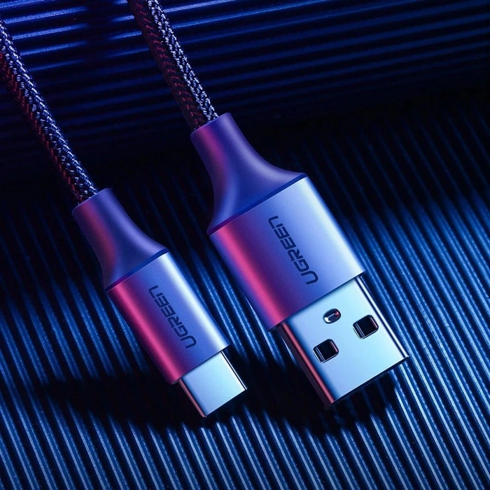 Kabel UGREEN USB-C QuickCharge 3.0 Niklowany Z Aluminiową Wtyczką 1,5m Czarny