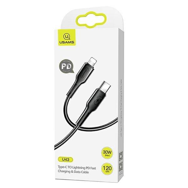 Kabel USAMS USB-C Apple Lightining U43 30W PD 1.2m Czarny