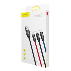 Kabel USB BASEUS 3w1 USB-C Lightning Micro 3,5A 0,3m czarny